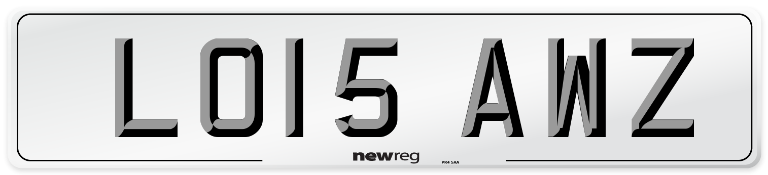 LO15 AWZ Number Plate from New Reg